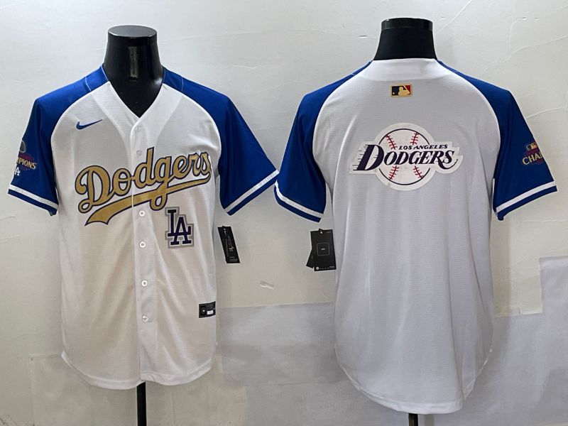 Men Los Angeles Dodgers Blank White Blue Gold Game Nike 2025 MLB Jersey style 42939